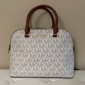 Michael Kors Cream and Brown Satchel